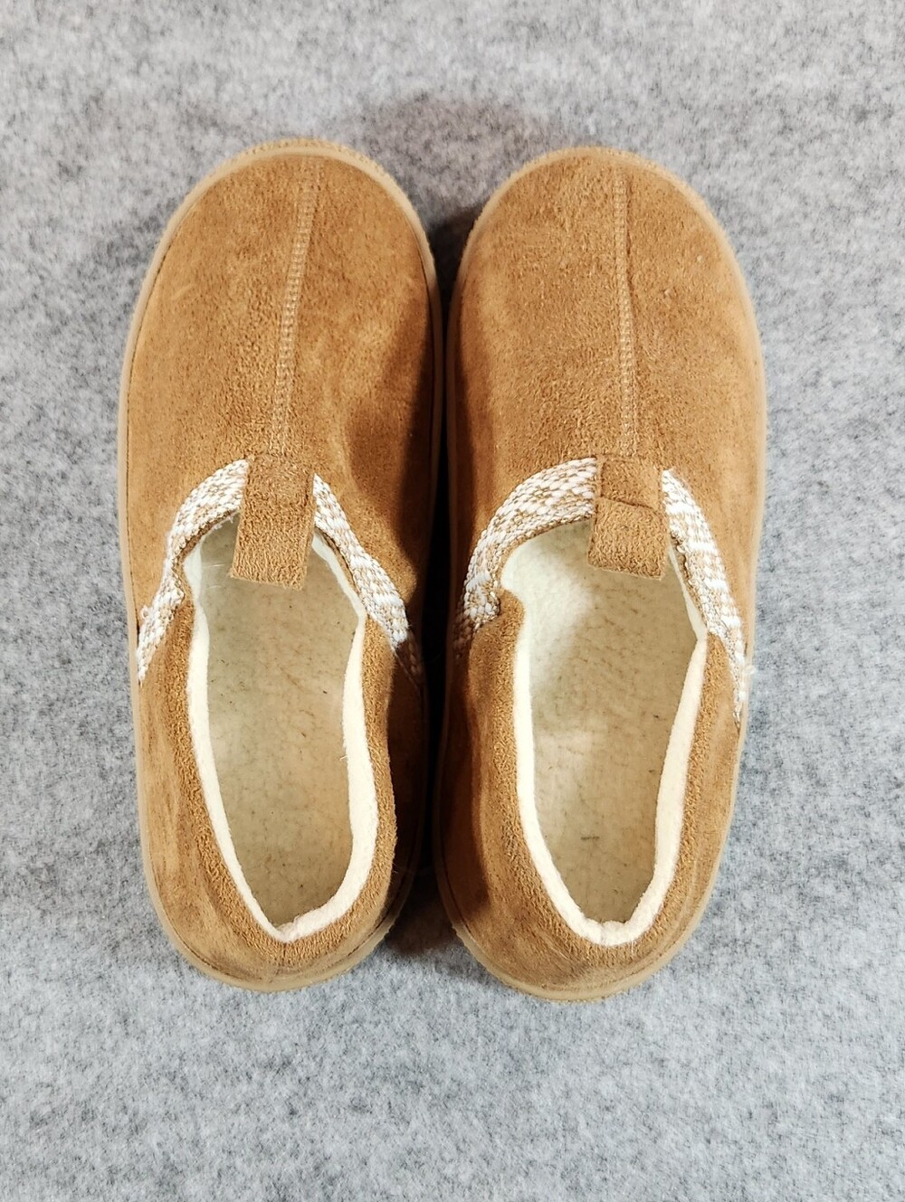 isotoner Suede-Look Slip-On Slippers in Warm Tan 9.5 10